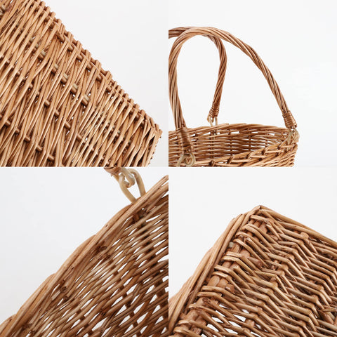 YRLSOTGE picnic basket outdoors ready to carry groceries or flowers.