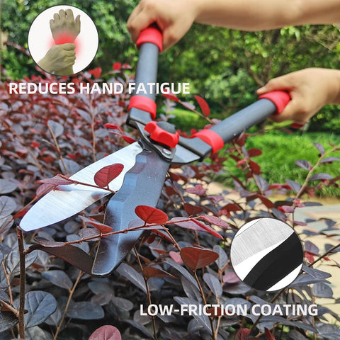 YRTSH 23-inch hedge shears shaping a hedge cleanly.