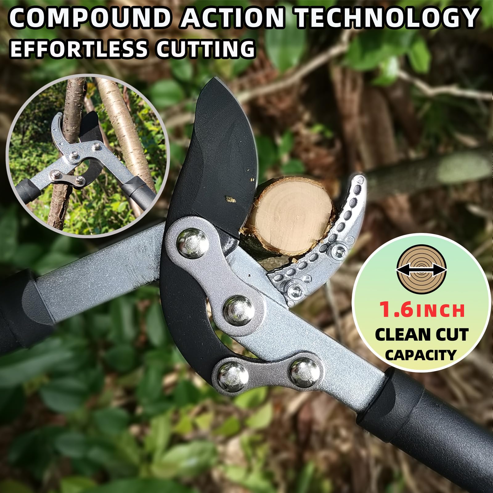 YRTSH branch cutter demonstrates easy pruning on branches.