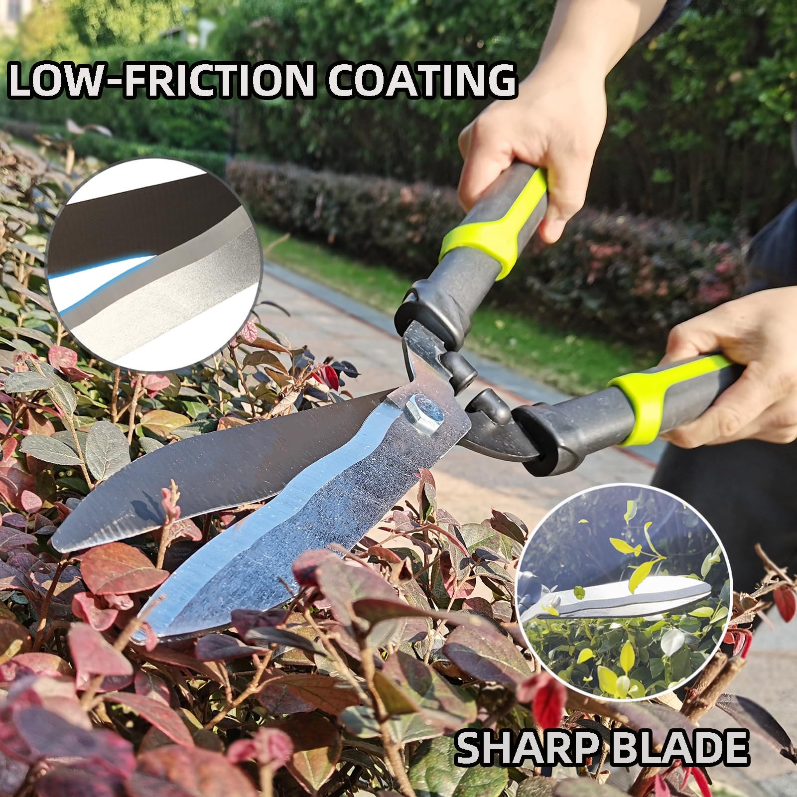 YRTSH hedge clippers with non-stick coating for smooth cuts