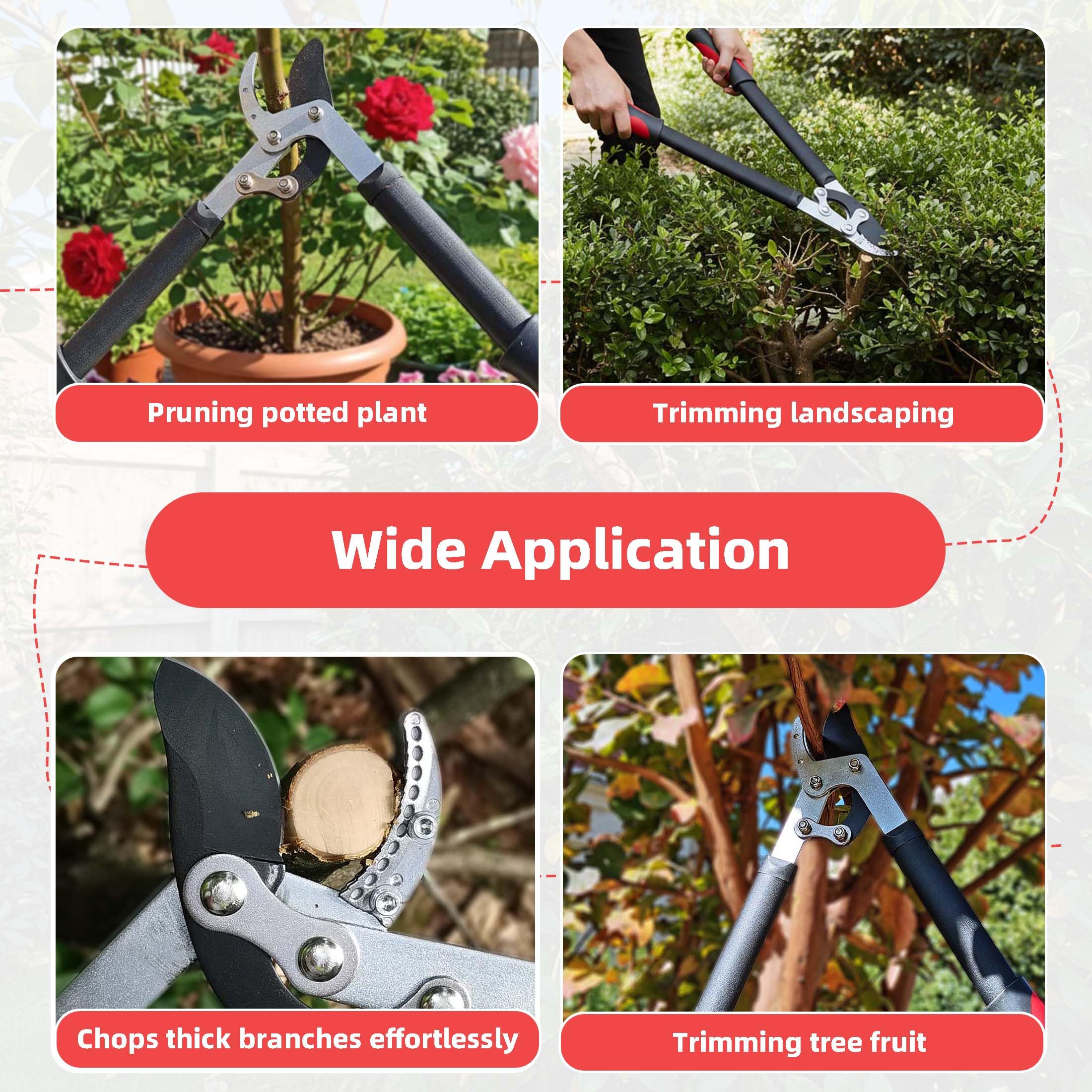 YRTSH Lopper trims dry wood and live branches with ease.