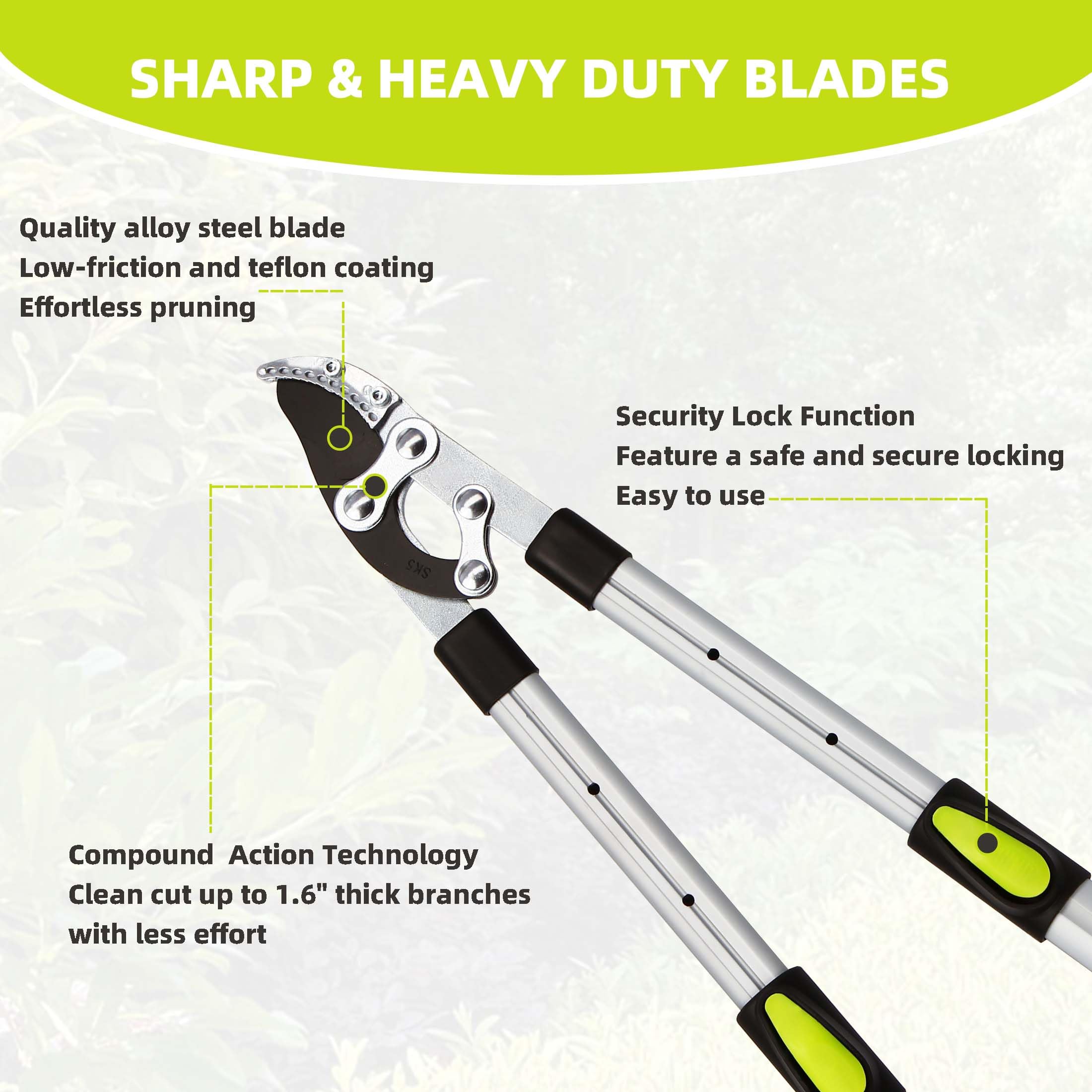 YRTSH loppers cut branches up to 1.6 inches