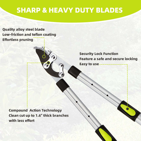 YRTSH loppers cut branches up to 1.6 inches