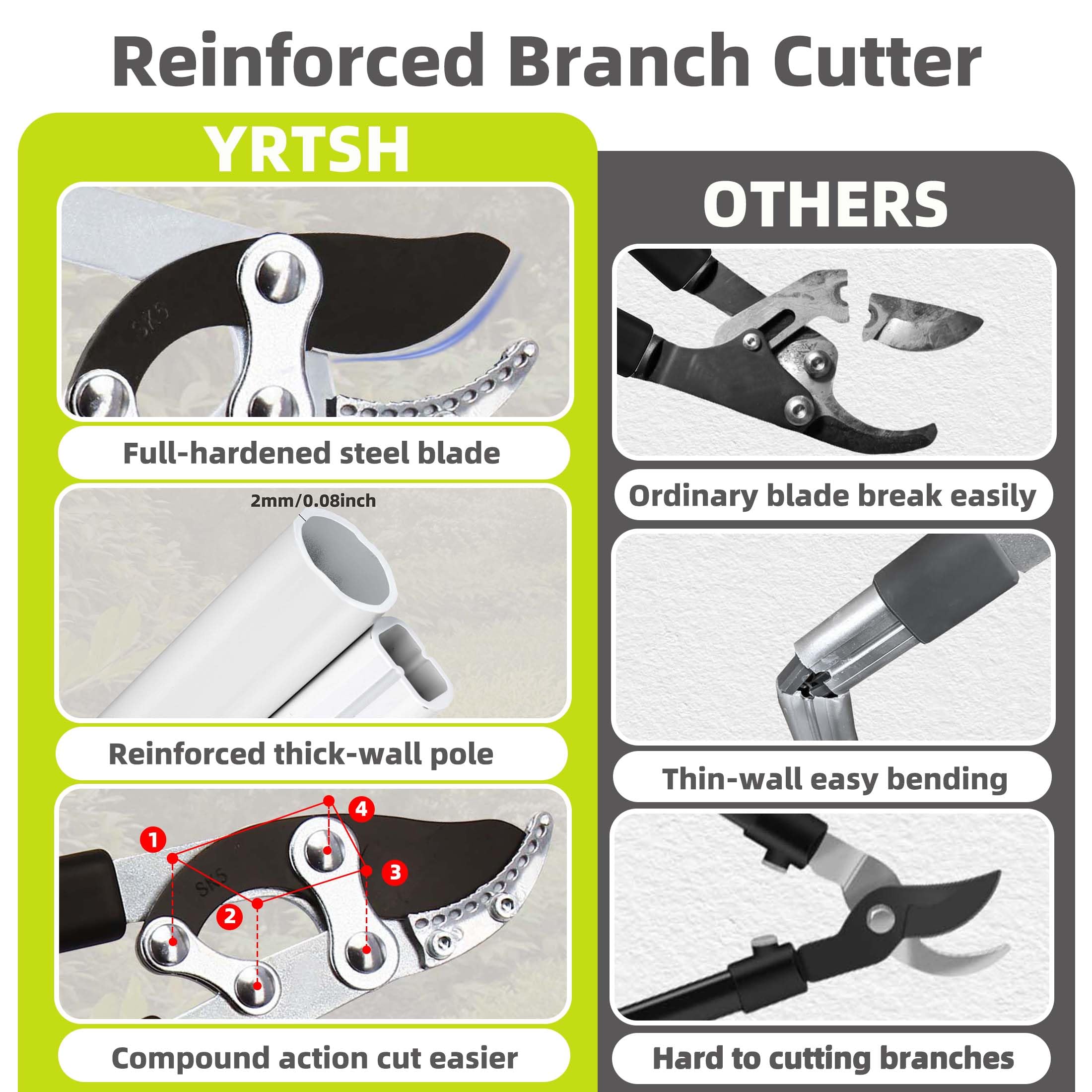 YRTSH ergonomic non-slip grip reducing fatigue during pruning