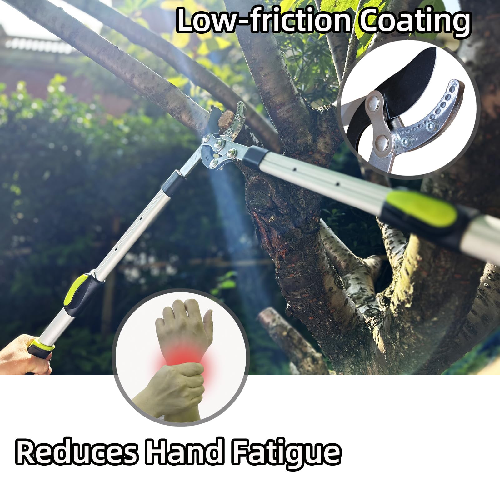 YRTSH extendable handle reaching high branches with ease
