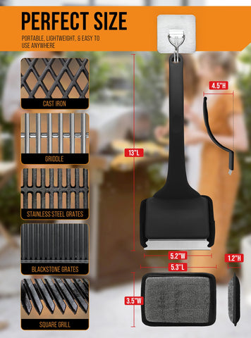 YRVHCK built-in scraper image emphasizes convenient grease removal.
