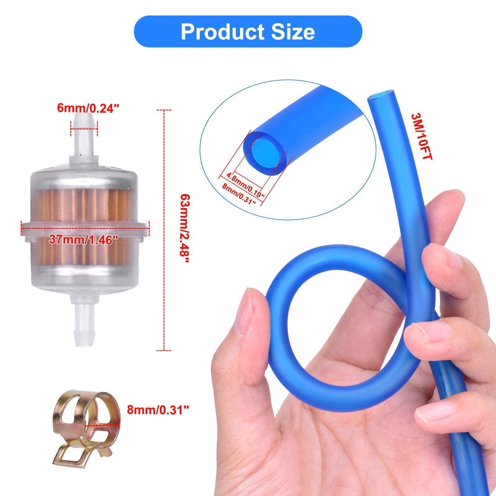YS-TM 8 mm hose clamp secures connections during operation