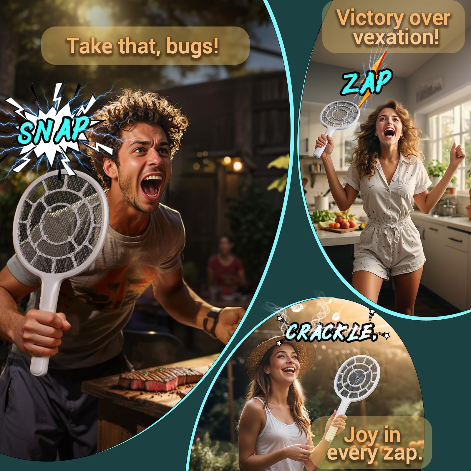 YsChois bug zapper racket frame 8.6x16 inches for wide coverage.