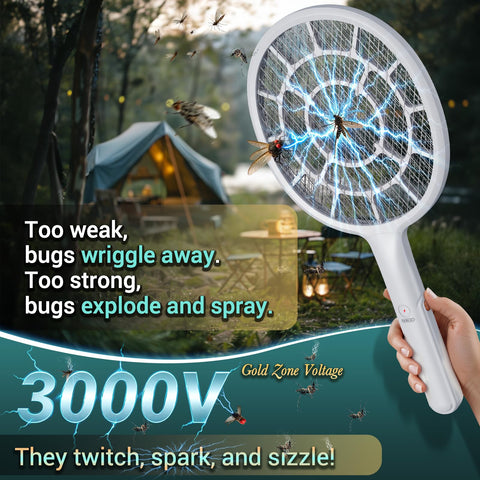 YsChois electric fly swatter grid close-up shows dense 3 mm mesh for efficiency.