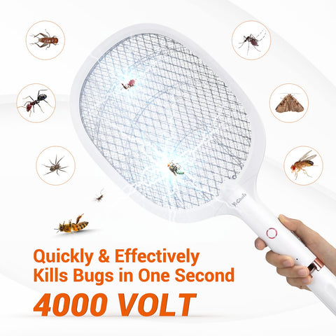 YsChois fly swatter racket UV lights attract and zap more insects.