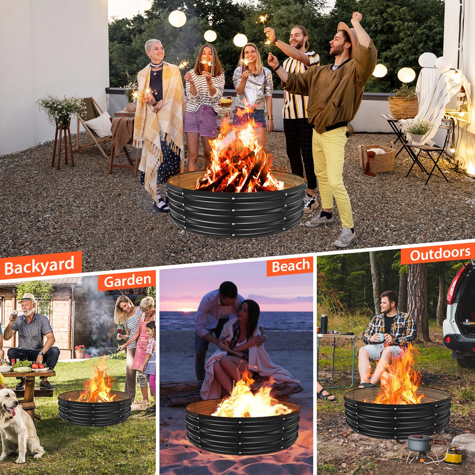 YSEJOMP black-painted fire pit ring adds modern aesthetic to outdoor space