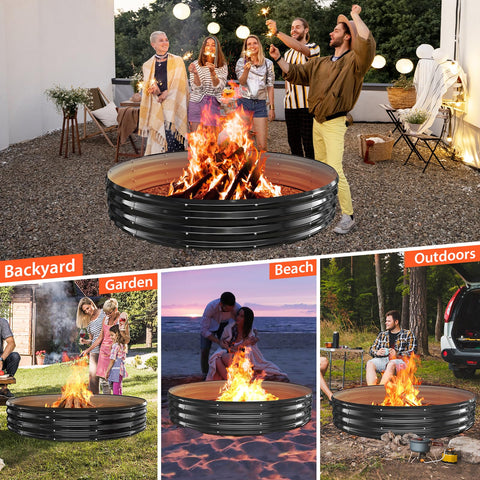 YSEJOMP fire pit ring 72inch black gray finish complements any patio decor.