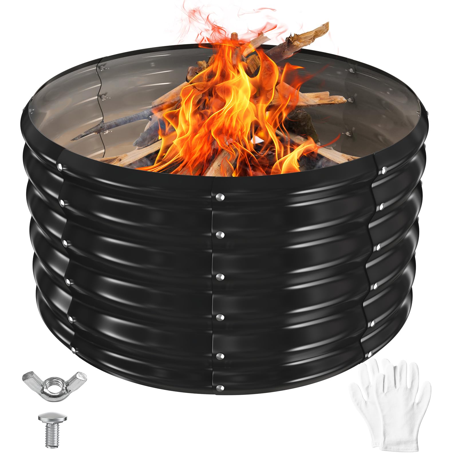 YSEJOMP 32-inch fire pit ring outdoors for gatherings and ambiance