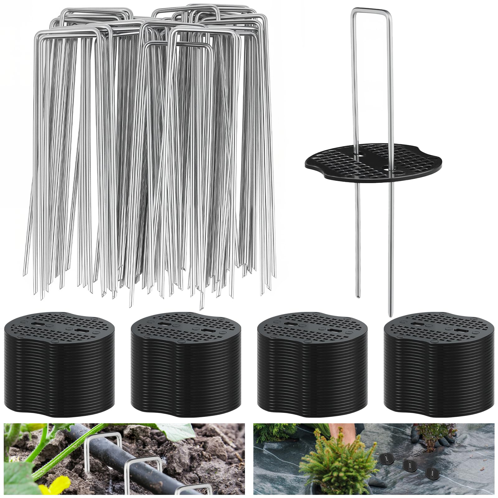 Ysglory 6inch garden stakes pins securely anchor landscape fabric