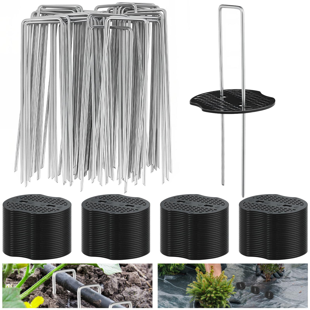 Ysglory 6inch garden stakes pins securely anchor landscape fabric