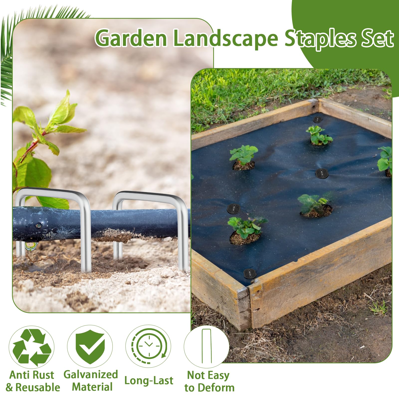 Ysglory landscape fabric anchor installed in soil for easy setup