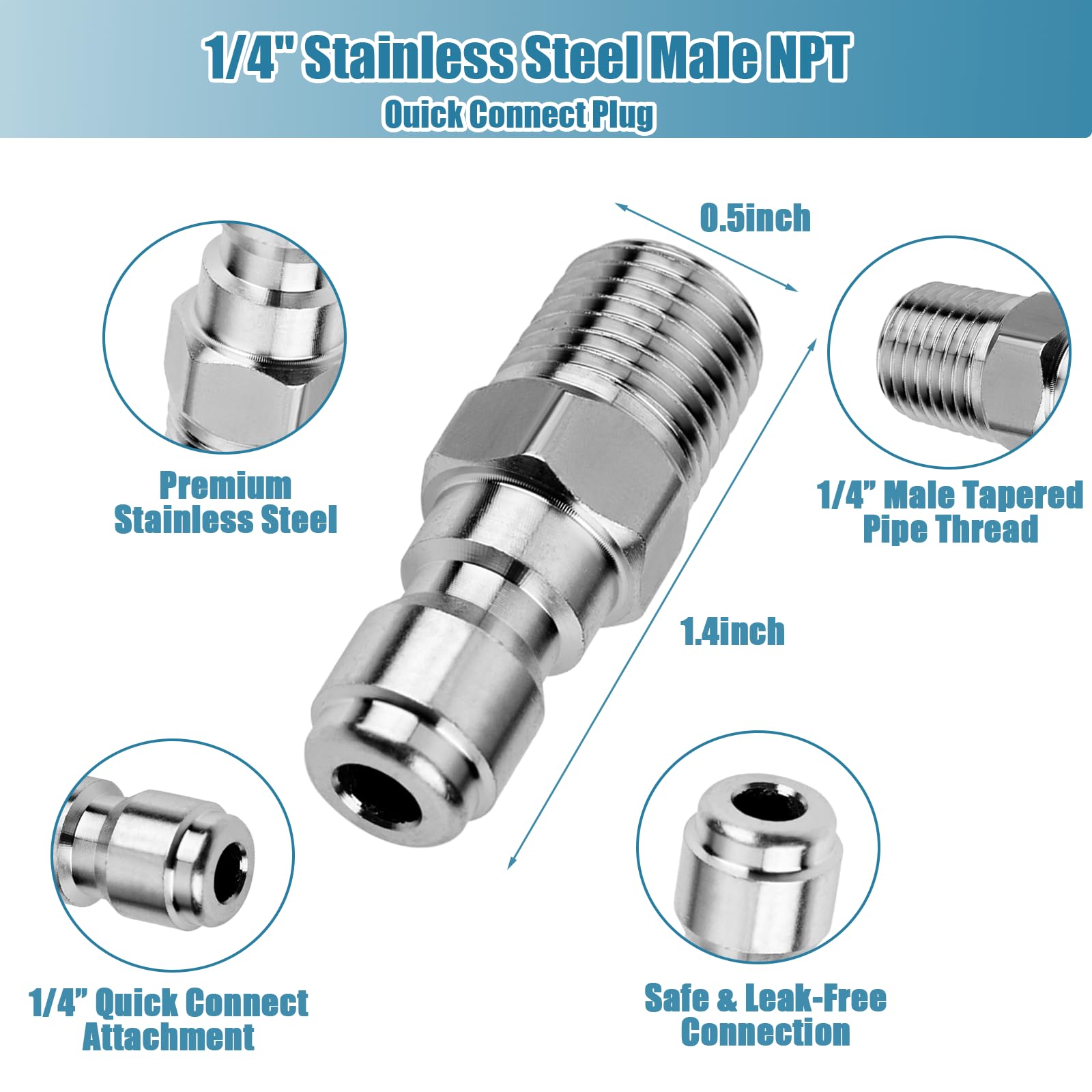 Ysglory precision-threaded quick-connects fit most 1/4-inch NPT ports.