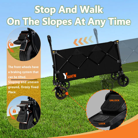 YSIATN collapsible wagon 130L capacity for camping or shopping.