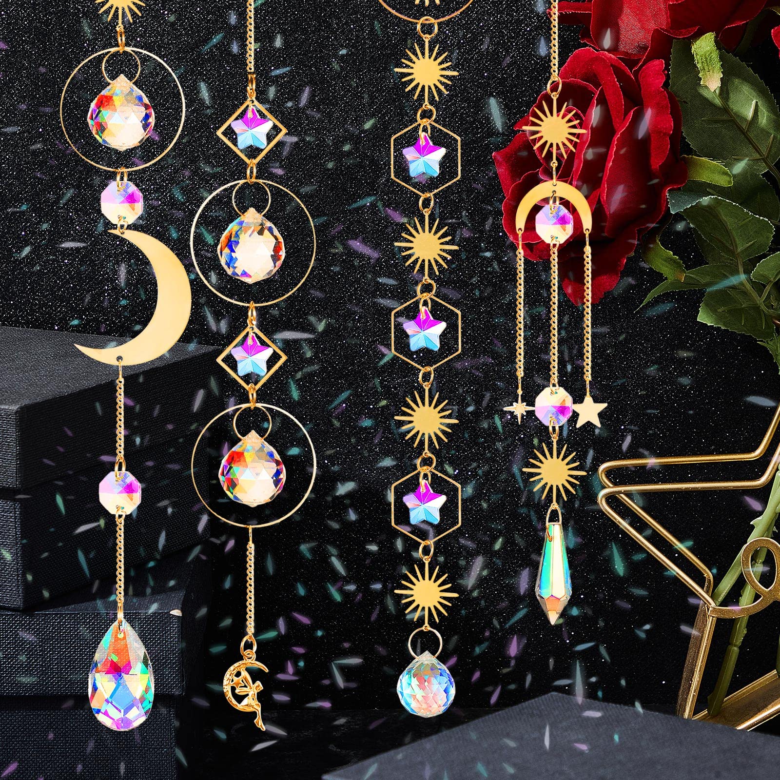 Ysleen rainbow suncatcher car decor adds cheerful light during drives