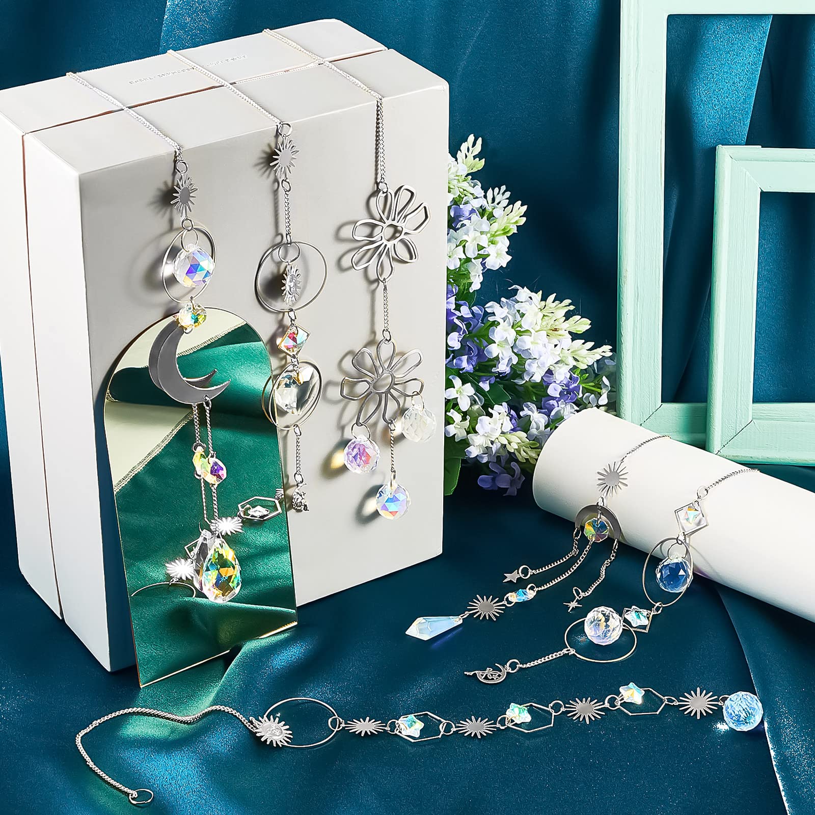 Ysleen silver sun catcher hanging in car for mood-enhancing light