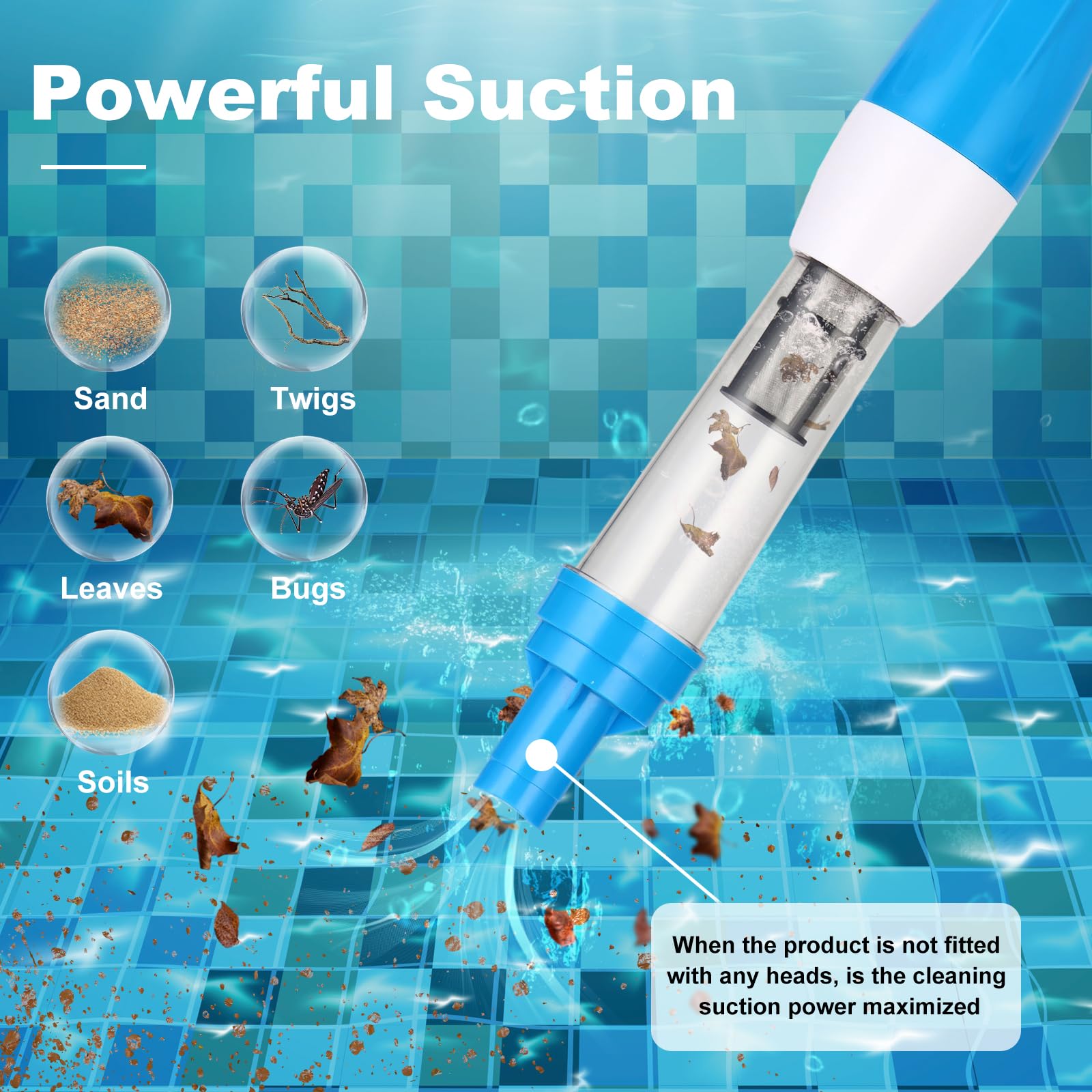YSMJ 4-in-1 cordless pool vacuum rechargeable battery for long cleaning sessions