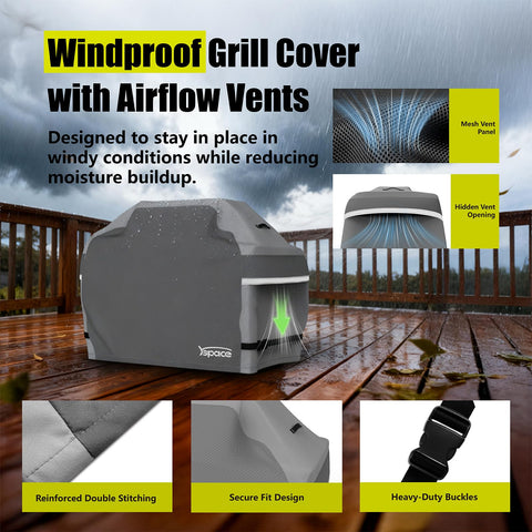 YSPACE Grill Cover with reflective strips for night visibility.