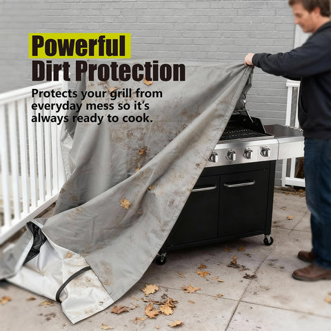YSPACE Grill Cover with waterproof and UV-resistant coating protecting against sun.