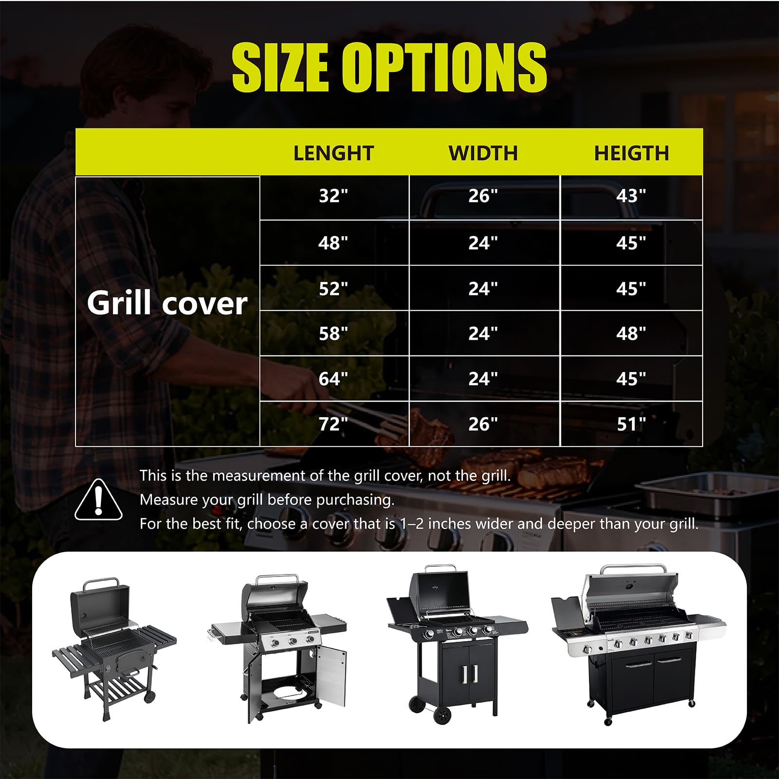 YSPACE Grill Cover fits Weber, Char-Broil, Nexgrill and more.