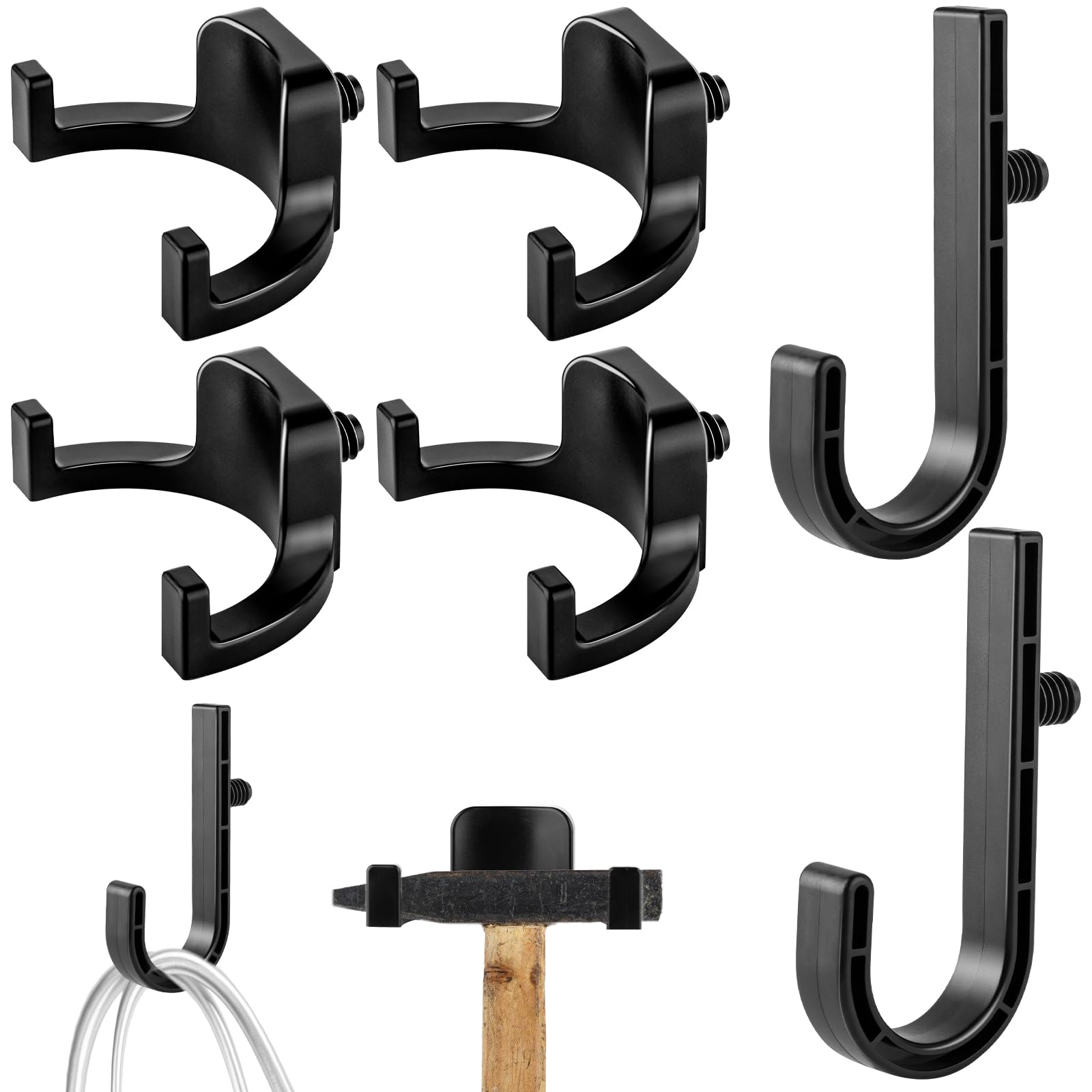 YSSPPOY storage shed hooks U-shape four-piece set for organized tools.