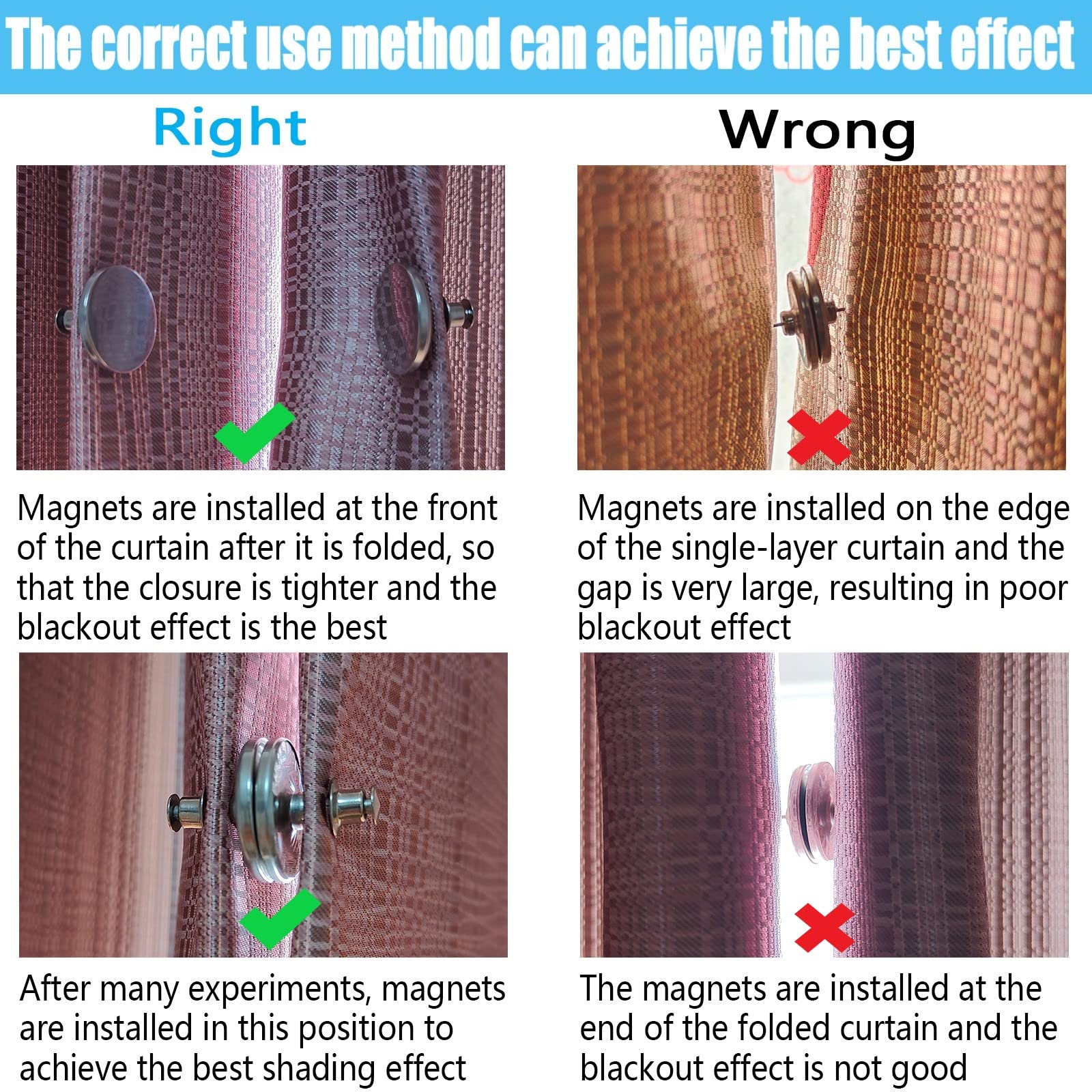 Yteseery curtain magnets closure: tool-free installation demonstration