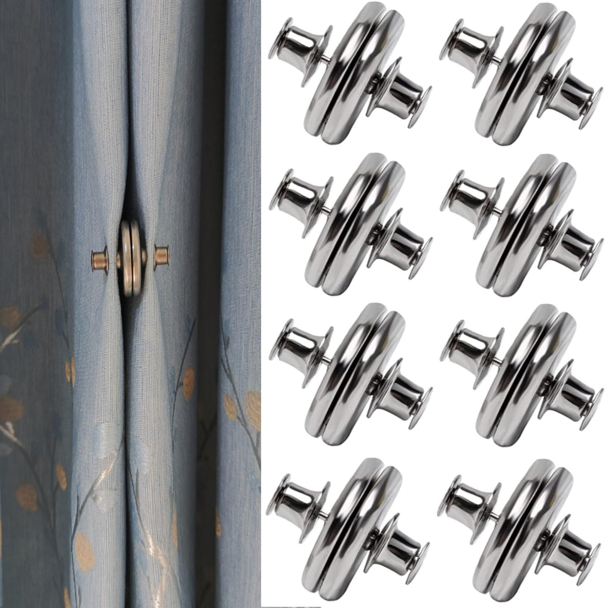 Yteseery curtain magnets closure 8-pairs closeup showing strong hold for privacy.
