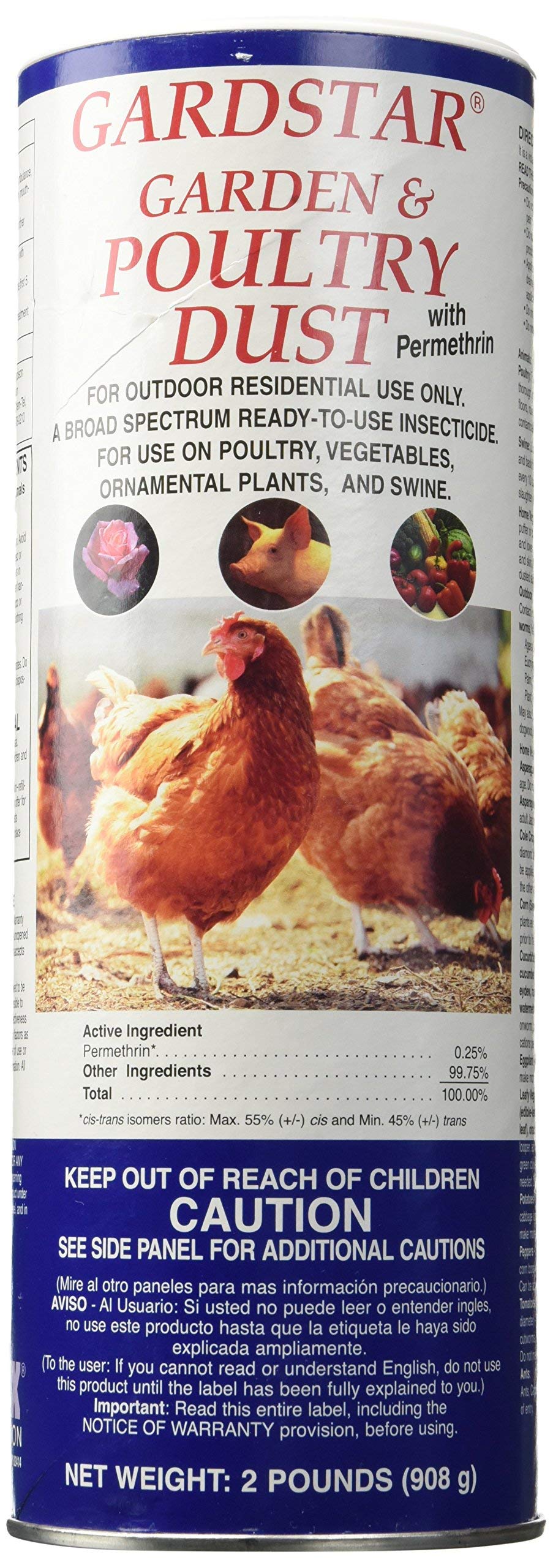 YTEX Poultry Dust 2 lb pack label with pest control use for poultry houses