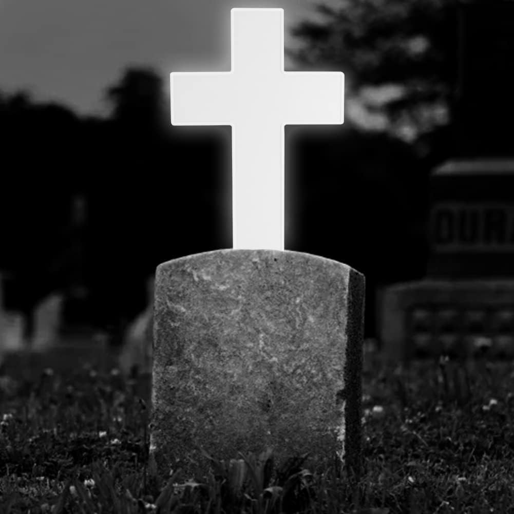 YtotY weatherproof plastic cross withstands weather for year-round memorial lighting.