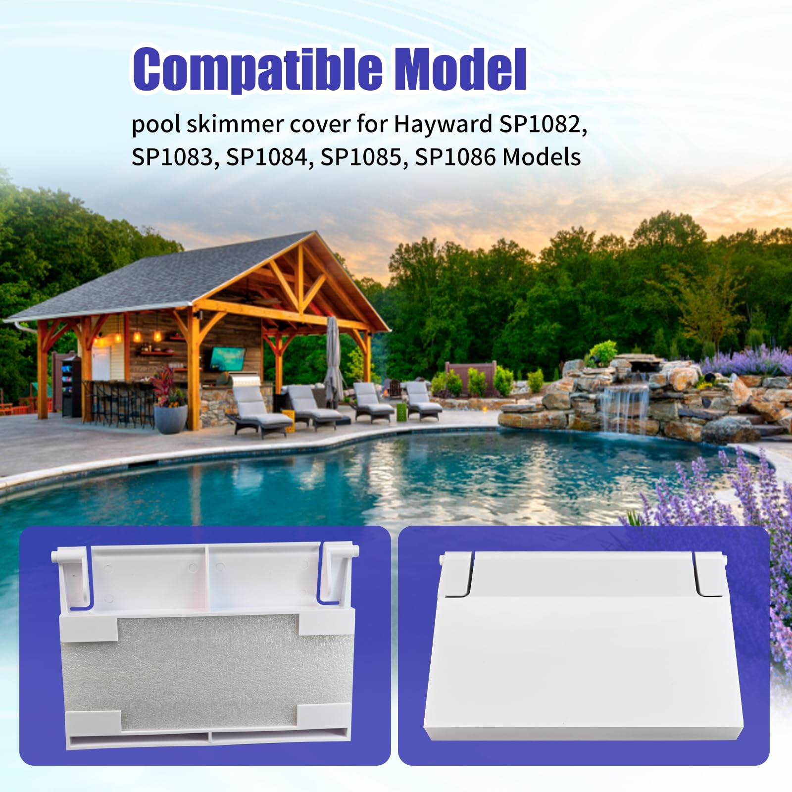Ytpoools SPX1082K white skimmer door installation close-up demonstrates tool-free fit.
