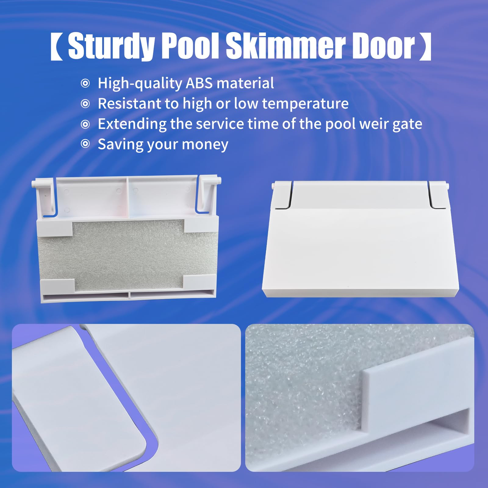 Ytpoools SPX1082K white skimmer door on pool edge for simple upkeep.