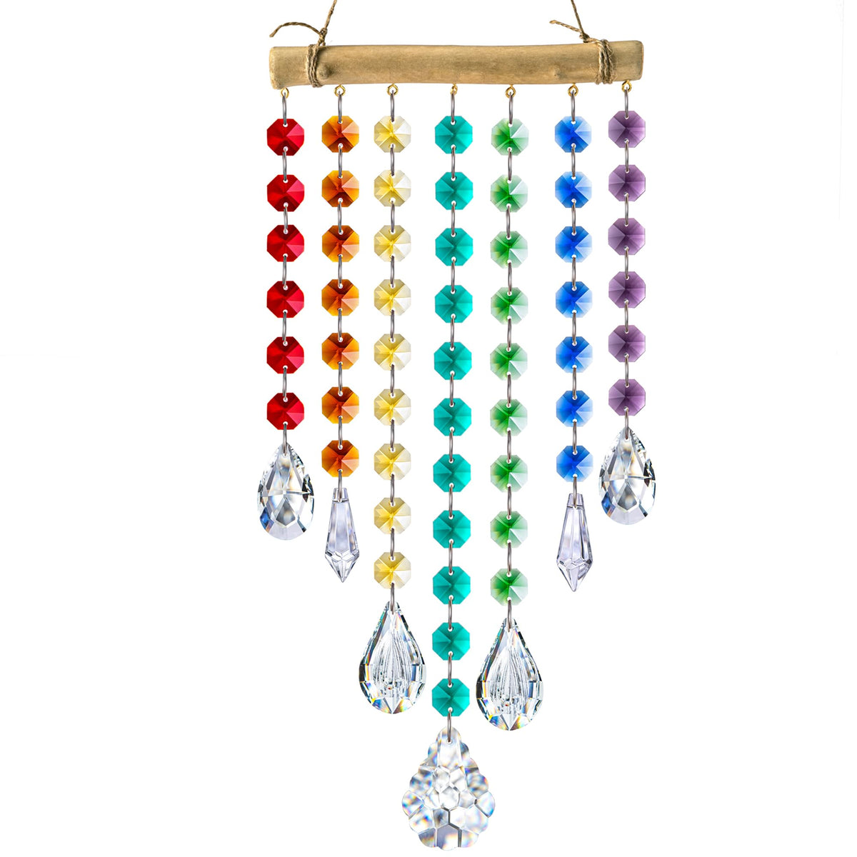 YU FENG 12-inch hanging crystal prism suncatcher creating rainbow light.