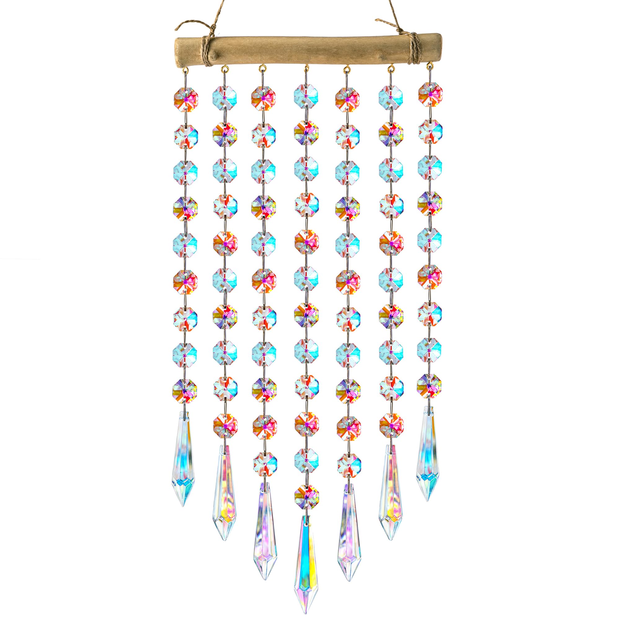 YU FENG 13inch crystal prism suncatcher reflecting rainbow light in direct sun