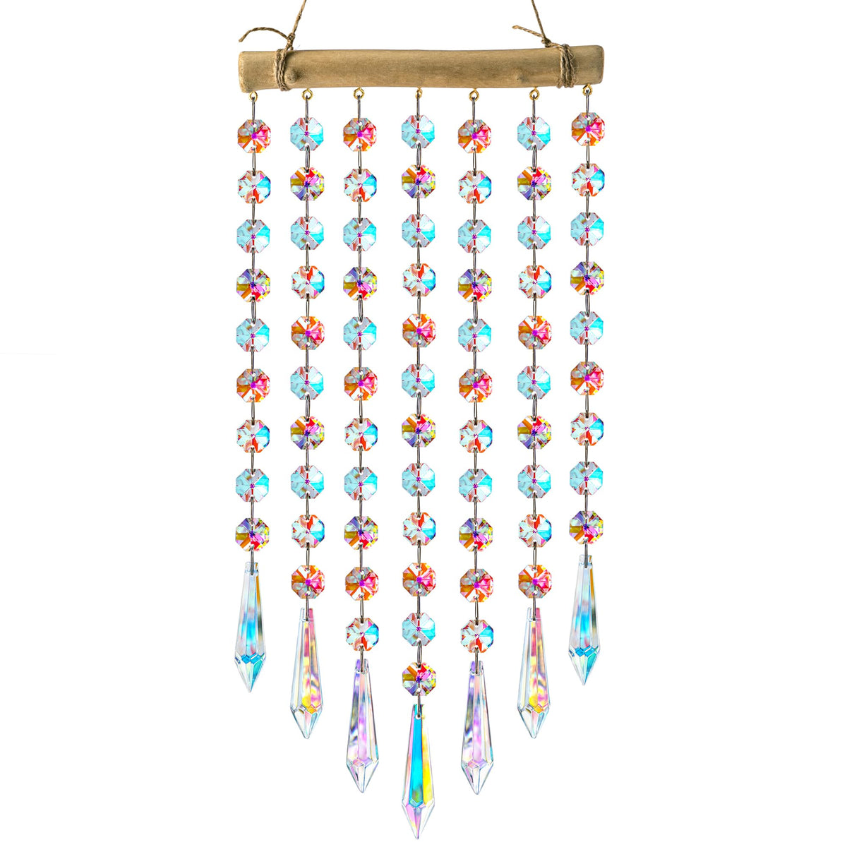 YU FENG 13inch crystal prism suncatcher reflecting rainbow light in direct sun