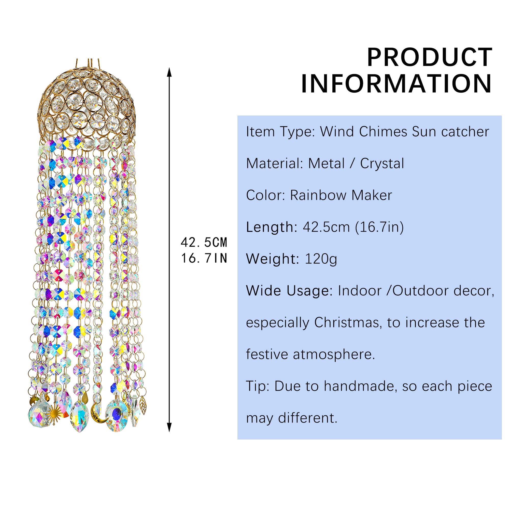 YU FENG ab-color crystal suncatcher with gold frame enhances window decor