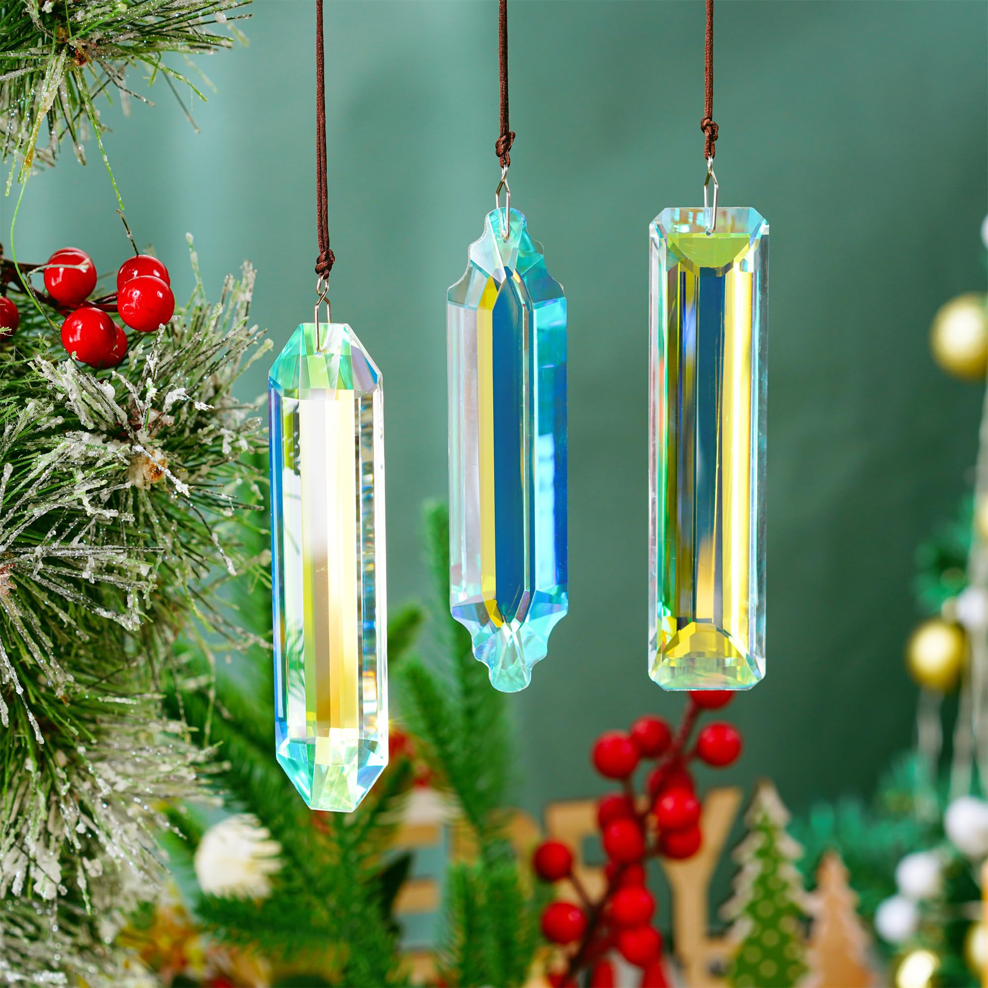 YU FENG AB-colored crystal prisms rainbow maker window display enhances ambient sparkle.