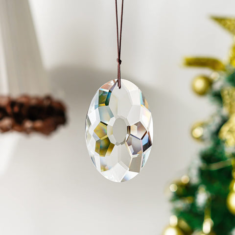 YU FENG clear crystal prism hanging ideal for windows or walls.