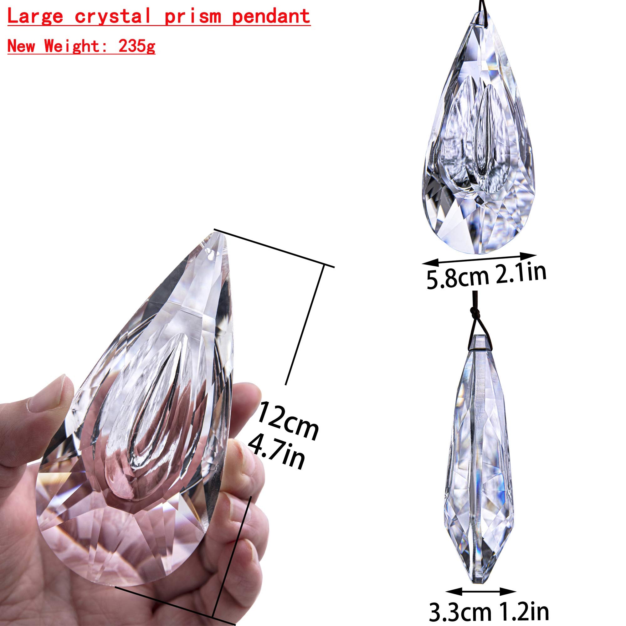 YU FENG close-up of faceted clear crystal prism catching vivid sunlight.