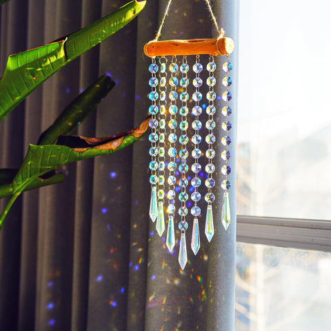 YU FENG clear AB-coated bead suncatcher with prism for bright daylight reflections