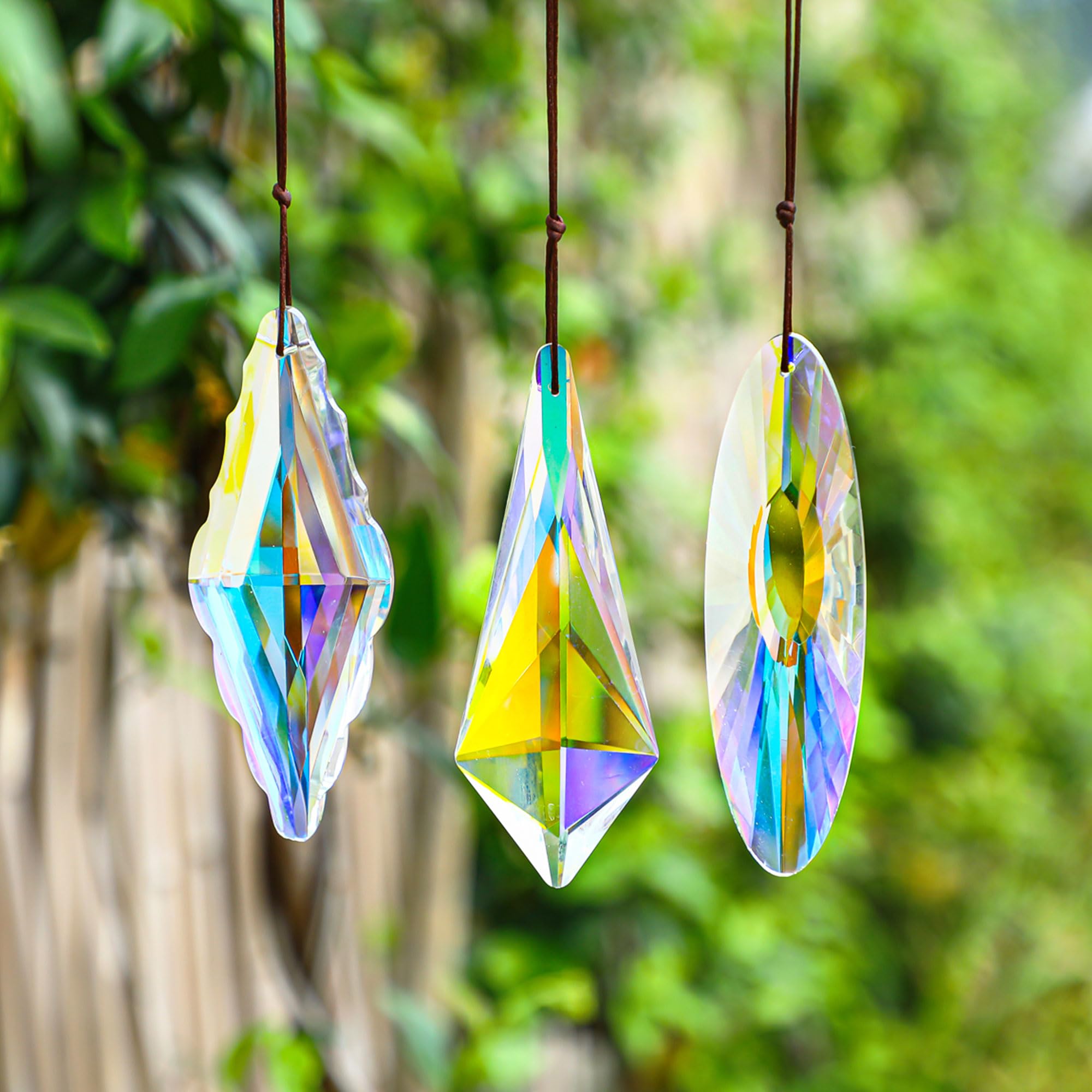 YU FENG large prism suncatcher for patio gathers sunlight into color beams