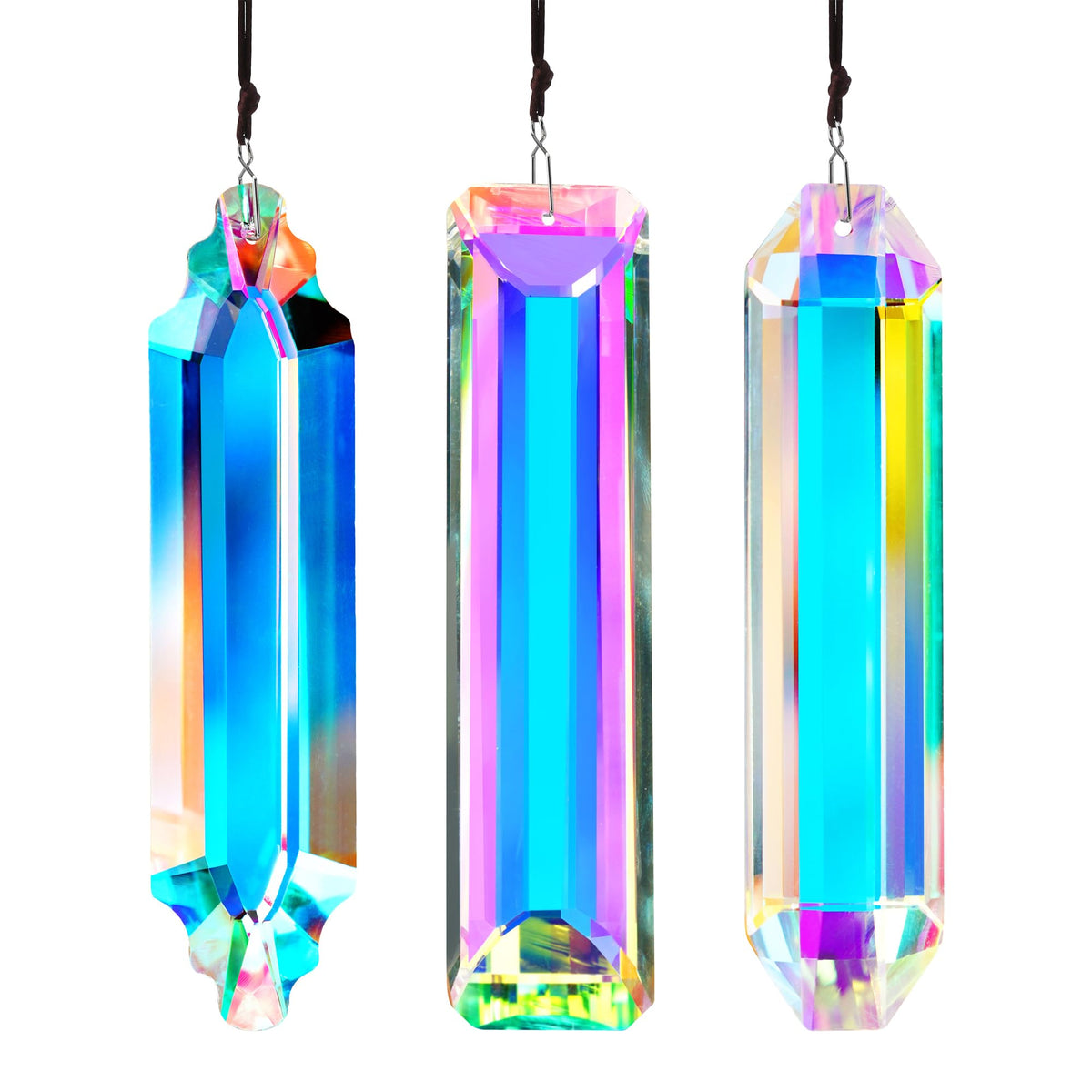 YU FENG crystal suncatcher rectangle window prism casts bright rainbows in sunlight.