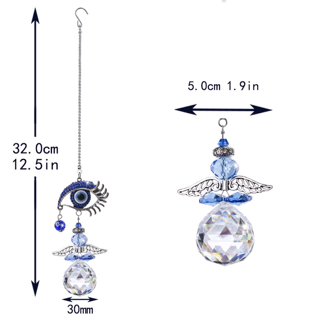 YU FENG guardian angel crystal suncatcher enhances car decor with a subtle shield against negative energy.
