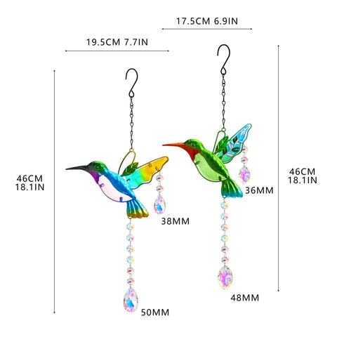 YU FENG hummingbird suncatchers window display enriches indoor lighting with rainbow reflections