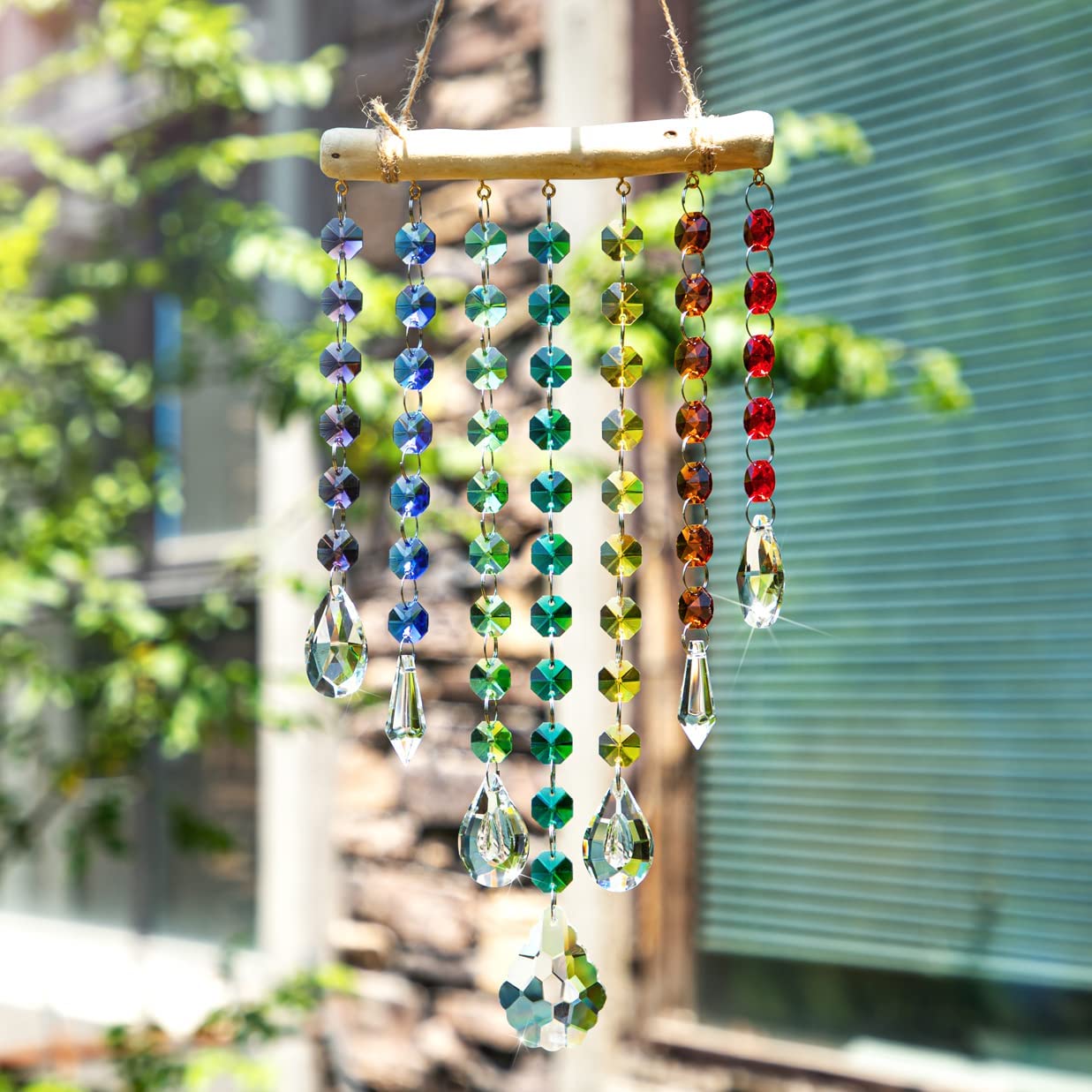 YU FENG rainbow light decor enhances porch or balcony ambiance.