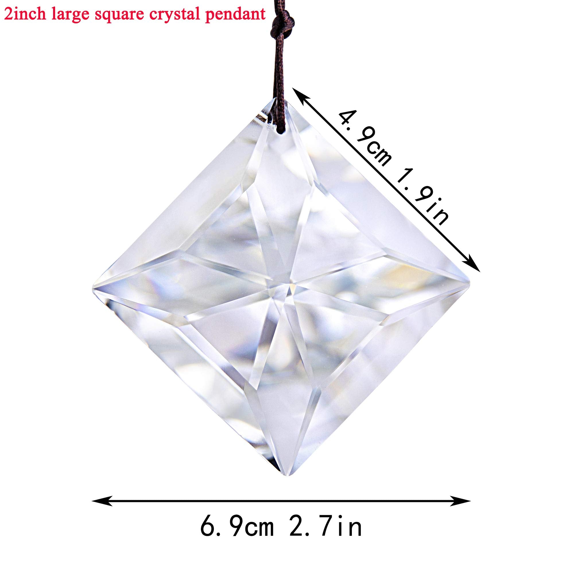 YU FENG square prism crystal pendant reflecting light beautifully.