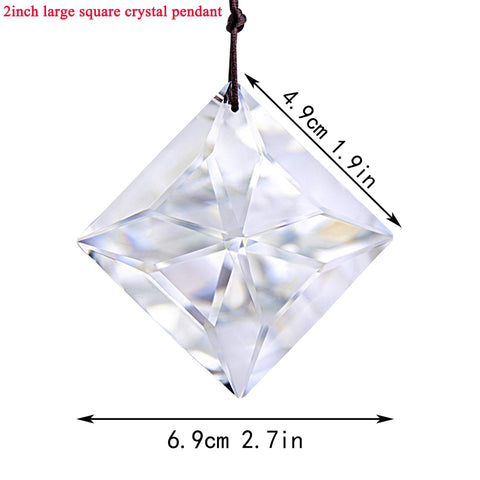 YU FENG square prism crystal pendant reflecting light beautifully.
